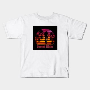 Cycling Sunset Rider Kids T-Shirt